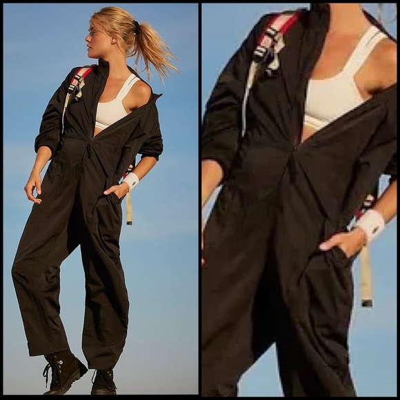 FP Movement by Free People Pants - New! Free People Movement Ashani Zip Up Cargo Black Athleisure Jumpsuit Size XS
